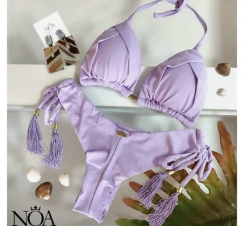 2023 Jaunu un Seksīgu Trīsstūris peldkostīms Sievietēm Brazīlijas Bikini Pavada Peldkostīmi Push Up Peldkostīms Metāla Ķēdes Beach Bikini Komplekts