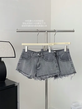 Sieviešu Džinsa Bikses, Modes Pogu Apdare Augstā Vidukļa Dāmas Streetwear Bikses, Džinsi Y2k Gadījuma Harajuku korejas 2023 Vasaras