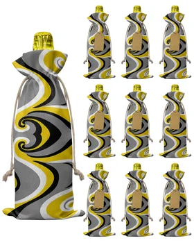 10pcs Mūsdienu Anotācija Whirlpool Dzeltenā Vīna Pudeli Maisiņā ar Aukliņu Svētku Puse Dekori Vīna Pudele Ietver Dāvanu
