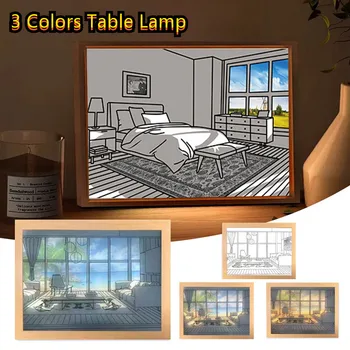 3 Krāsas, Galda Lampa, LED Mūsdienu Minimālisma Rakstāmgalds, Glezniecība, Gaismas Hotel Guļamistabas Gultas Dzīves Telpu Dekorēšana Apgaismojums Dekori
