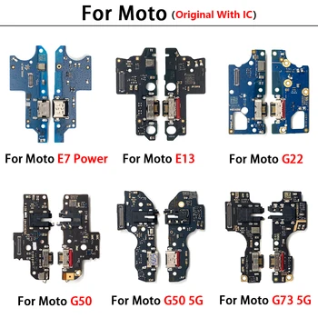 100% Oriģināls Lādētāja Ports Jack Dock Connector Flex Kabelis Moto E13 E7 Jauda G22 G50 G73 5G Uzlādes Valdes Modulis