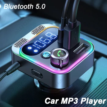 Bluetooth 5.0 FM Raidītājs Auto Modulators Atskaņotājs, Brīvroku Automašīnas Komplekts Bluetooth Adapteri 48W PD QC3.0 Auto Lādētājs iPhone, Huawei