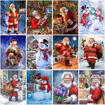 DIY 5D Dimanta Glezna, Sniegavīrs Dimanta Izšuvumi Santa Claus Mozaīkas Cross Stitch Ziemassvētku Dāvanu, Mājas Dekoru Pilna Kārtas Urbt