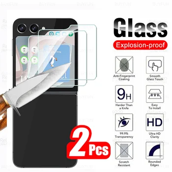 Samsung Galaxy Z Flip5 5G Atpakaļ, Stikla 2gab Rūdīts Stikls Samsang ZFlip5 Flip 5 ZFlip 5 HD Ekrāna Aizsargs, Drošības Aizsargs Filmu
