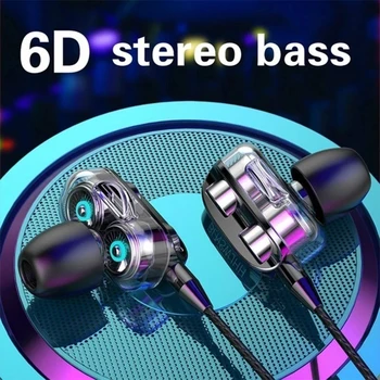 3.5 mm Austiņas ar Vadu Trokšņu Slāpēšanas Auss Sporta Austiņas Dual Vadītāja Bass Stereo Gaming Austiņas HiFi Mūzika Earbuds Ar Mic