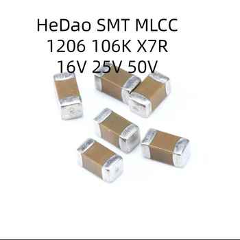 HeDao 2000PCS SMD Keramikas Kondensatori 1206 10UF 106K 16V 25V 50V X7R 10% MLCC 106KB
