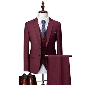 Vīriešu Uzvalks 2024. Gadam Pavasara un Rudens Augstas Kvalitātes Pielāgotus Biznesa Uzvalks Trīs-gabalu Slim Liela Izmēra Multi-krāsu Uzvalku Divu pogu Uzvalks