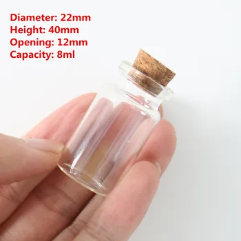 12*22*40mm 8ml Mazā Stikla Pudelē, Aizkorķē Tiny Burkas Pārredzamu Tukšs Mini Stikla Burkā Dekoratīvie Amatniecība Dāvanu