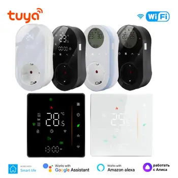 WiFi Tuya Smart Temperatūras regulators Digitālā Elektriskā / Ūdens Sildīšanas Kontroles Panelis 16A Thmostat Ligzda Smart Dzīves Alexa