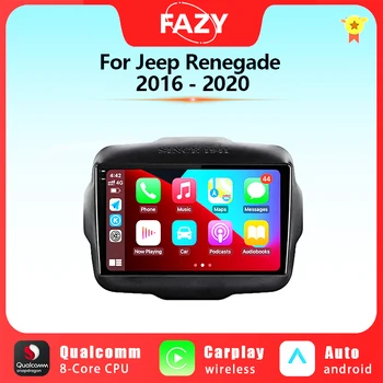 Android CarPlay Jeep Renegade 2016 2017 2018 2019 2020 GPS Navigācijas Auto Radio Multimediju Atskaņotājs, Video DSP 4G WIFI Qualcomm