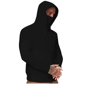 2023 Y2k Apģērbu Hoodies Vīriešiem Jaunu sporta Krekli, Sporta garām piedurknēm pelēkā vārna vienkrāsainu Džemperi Ar Masku Gadījuma Streetwear