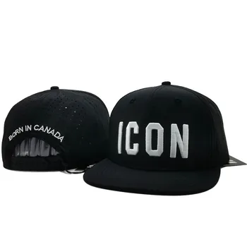 Augstas kvalitātes kokvilnas IKONU zīmolu dzīvoklis brimmed cepuri Unisex regulējams beisbola cepure IKONA vēstuli melna cepure Vīriešu tēvs hip-hop cepure