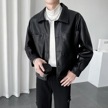 2023-Pavasarī un rudenī vintage atloks īsā ādas ikdienas jaka korejiešu versiju zaudēt modes tendence ādas mēteļi -jaqueta ma