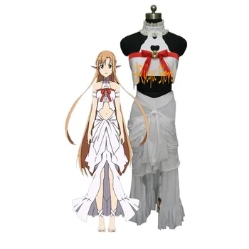 Anime Cosplay Asuna Yuuki Kostīms Sievietēm, Pilns Komplekts, Baltā Kleita Halovīni Puse cos