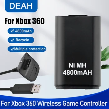 4800mAh Rezerves Akumulators + akumulatora Lādētājs USB Kabelis Xbox 360 Wireless Spēļu Kontrolieri Gamepad NiMH Akumulators