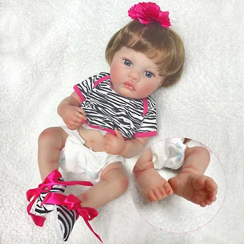 18 Collu Pilna Ķermeņa Vinila Pļavā Atdzimis Meitene Bebe Lelle Roku darbs Spilgti 3D Krāsotas Jaundzimušo Bērnu Lelle Paredzēta Bērniem Dāvanas