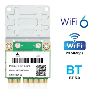 2974Mbps Wifi 6 Bezvadu Pusi Mini PCI-E Wlan Tīkla wi-fi Karti Bluetooth 5.0 802.11 ax/ac 2.4 G/5Ghz Adapteris MU-MIMO IPEX Antena