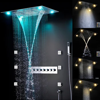 Luksusa Vannas istaba 800*600mm ūdenskritums dušas Zemapmetuma Uzstādīts 304 Nerūsējošā Tērauda Chrome vannas & dušas jaucējkrāni vannas