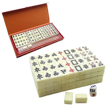 Ķīniešu Mahjong Komplekts Mini 144 Mahjong Flīžu Komplekts Ceļojumu Galda Spēle Tradicionālo Ķīniešu Mahjong Spēles Classic Mahjong Puse