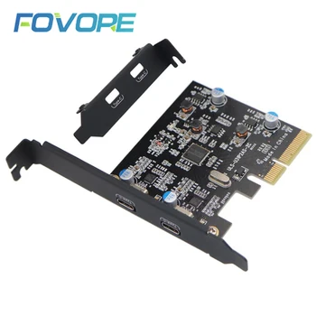 PCIE PCI Express 4X USB 3.1 Gen 2 (10 gb / s) 2-Port C Tipa Paplašināšanas Karti AS1142 Chip For Windows/Linux