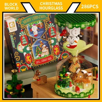 286PCS Chrismas Ziemas Māju Celtniecības Bloki, Plastmasas Smilšu Pulkstenis Mdoel Komplekts Komplekts Dekoru, Ķieģeļu Rotaļlietas Bērniem Ziemassvētku Dāvanu