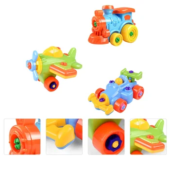 3pcs Gaisa Kids Izglītojošās Rotaļlietas Vilcienu, Lidmašīnu Kart Demontāža, Montāža, Rotaļlietas, Bērnu Auto Modelis Rotaļlietas