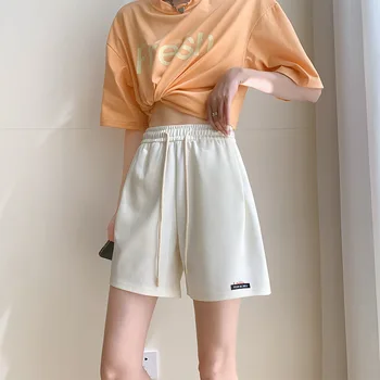 Vasaras Plānas Gadījuma Šorti Sievietēm korejas Modes vienkrāsainu Sporta Bikses-line Augsto Vidukli, Zaudēt Elastīgs Viduklis Īsās Bikses Sievietēm