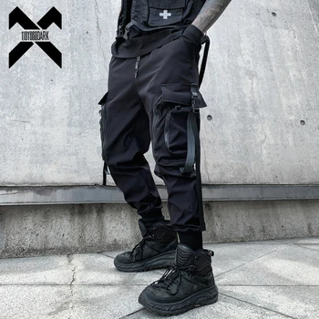 Vīrieši Hip Hop Kravas Bikses Līdz 2023. gada Rudenī Funkcionālās Streetwear Elastīga Vidukļa Bikses Joggers Multi-pocket Black Elsas, Vīriešu Apģērbs