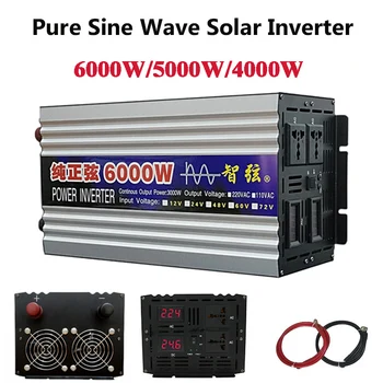 5000W 6000W Pure Sine Wave Inverter DC 12V 24V Uz 120V AC 110V 60Hz Sprieguma Pārveidotājs 5KW 6KW Lielas Jaudas Saules Inverter