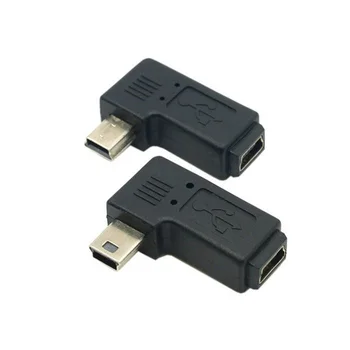 90° Leņķa Mini USB 5Pin Vīriešu Mini USB Female Extension Savienotājs