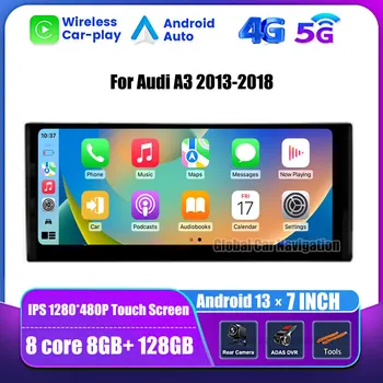 7 Collu Audi A3 2013-2018 Android 13 Touch Screen Auto Piederumi Auto Carplay Monitori Multimedi Audio, Video Radio Atskaņotājs