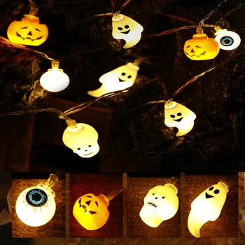Halloween LED String Gaismas Akumulatora Barošanu Portatīvo Ķirbju Spoku Skeleti Gaismas Mājās Bārs Halloween Puse Dekorēšanas Piederumi