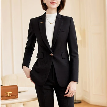 2023 Modes Elsas Uzvalki Sieviešu Uzņēmējdarbības Darbu Valkāt Formas tērpu 2 Gabals, kas Sieviešu Biroja Dāma Bikses, Žakete, Nosaka Oficiāls Apģērbs