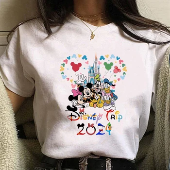 Disney Ceļojumu 2024. Gadam Sieviešu Krekls Mickey un Draugiem, Drukāt Estētisko Apģērbu Vasaras Vacay Režīmā Gadījuma Sieviešu T-krekli Bezmaksas Piegāde