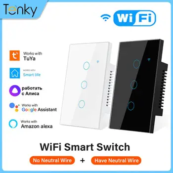 Tenky WiFi MUMS Smart Gaismas Slēdzi, Bezvadu Smart Switch Touch Sensoru Panelis Tuya Smart Dzīves APP Kontroles Atbalsts, Alexa, Google Home