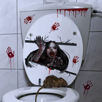 Sienas uzlīmes vednis asins handprints Halloween tualetes uzlīmes vannas istaba mājas apdare šausmu atmosfēru radīšanu