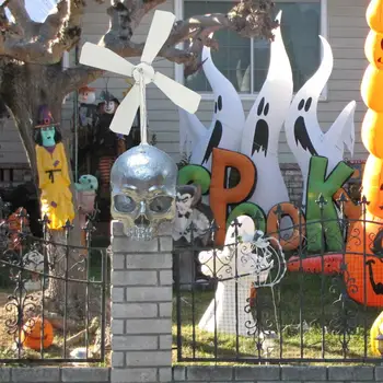 Halloween Tēmu Dāvanu Halloween Metāla Galvaskausa Vējdzirnavas Whirligig Dārza Dekoru ar Spooky Ripu Unikālo Pagalmā par Halloween