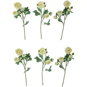 6 Krējums Ranunculus Mākslīgo Ziedu Aerosoli 21 Apdare Draudzene Balto ziedu dekori kāzu Flores secas Flores pequ