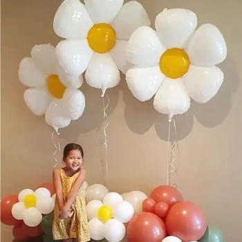 50gab Balta Margrietiņa Ziedu, Balonu, Multi Lielums Saulespuķu Ballon Plumeria Hēlija Bumbu Dzimšanas dienu, Kāzu Dekori Bērnu Duša