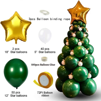 Ballons Ziemassvētku Rotājumi Zaļo Balons Meža Sērija Ziemassvētku Eglītes Formas Balonu Komplekts Kāzas, Dzimšanas Dienas Svinības Apdare