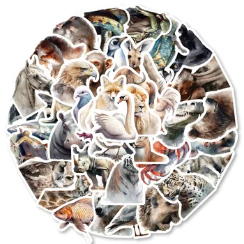 50gab Akvarelis Karikatūra Savvaļas Dzīvniekiem, Uzlīmes Kawaii Suns, Cūka DIY Bērnu Rotaļlietu Tālrunis Skeitborda Klēpjdatoru Uzlīmes Grafiti Uzlīme