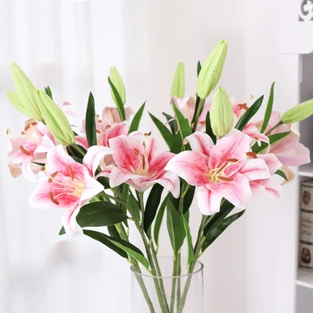 Lilija mākslīgo ziedu, mākslīgo ziedu dekorēšana dzīvojamā istaba ins augstas kvalitātes 3D justies stereo vienkārši high-end galda.