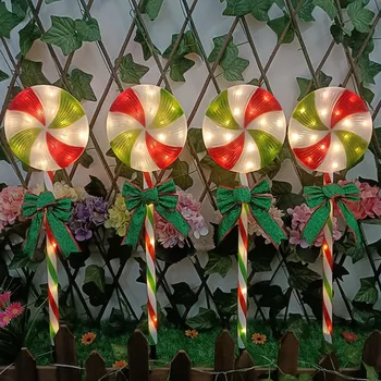 LED Saules Enerģijas Ziemassvētku Konfektes Niedru Lampas Iekštelpu un Āra Ceļa Zīme, Dekoratīvās Lampas Brīvdienu Dārzs Dārza Zāliena Lampas Pastu