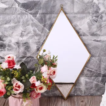 Rhombus Sienas Karājās Spogulis Zelta Tualetes Galdiņš Kosmētikas Spoguļi Guļamistaba Dekori Piliens Kuģniecība