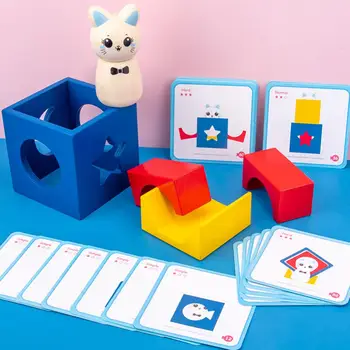 Trusis Magic Box, Koka Ģeometriskā Dzīvniekiem, Celtniecības Bloki, galda Spēle Bērniem Rotaļlietas Mātes-bērna Interaktīvas Izglītojošās Spēles Dāvanas