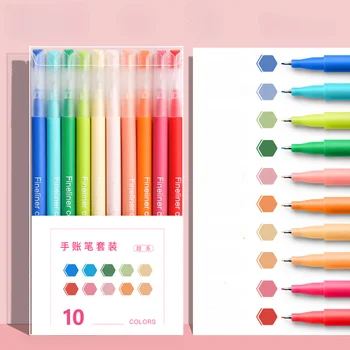 10pcs/uzstādiet Marķieri, Pildspalvas Roku Kontu Multi-krāsainu Līkne Pildspalva Ātri Sausas Zīme Norāda, Krāsošana Atzīmētājs Skolas Bērniem Kancelejas