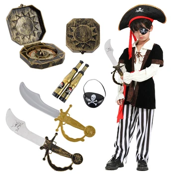 Pirātu Kapteinis Tēma Zobenu Teleskopu Kompass Acu Plāksteri Bērniem Dzimšanas Dienas Ballīti Dod Priekšroku Dāvanu Rotaļlietas Halloween Dekorēšanai Saģērbt Aksesuāri