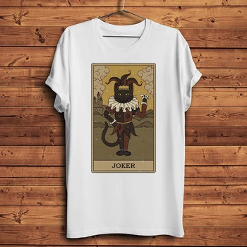 Melnais Kaķis, Tarot Kartes Smieklīgi Ņau T Krekls Vīriešiem Homme Ikdienas Īsās Piedurknes Cēloņu T Unisex Elpojošs Streetwear Tee