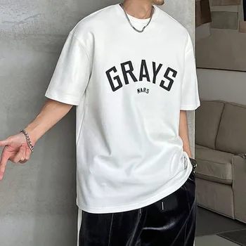 2023 Vasaras Jaunā Vīriešu Apģērbu ar Īsām Piedurknēm Apaļu Kakla Modes Tendence Vēstuli Iespiesti Gadījuma Zaudēt Amerikāņu Stilā Vintage T-krekls