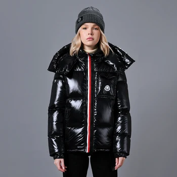2023 ziemas sieviešu jaka PU pārklājums sabiezējumu silts sieviešu kapuci dūnu jaka y2k drēbes Jaunas modes augstas kvalitātes mētelis krūšturis